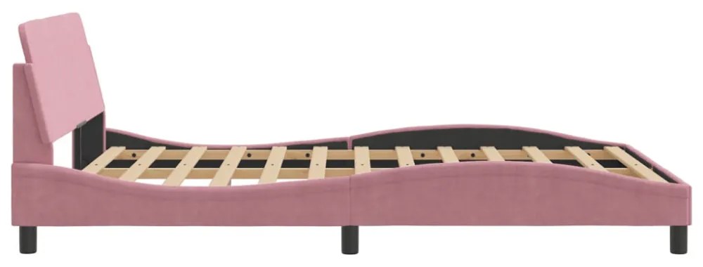 rózsaszín bársony ágykeret fejtámlával matrac nélkül 120x200 cm
