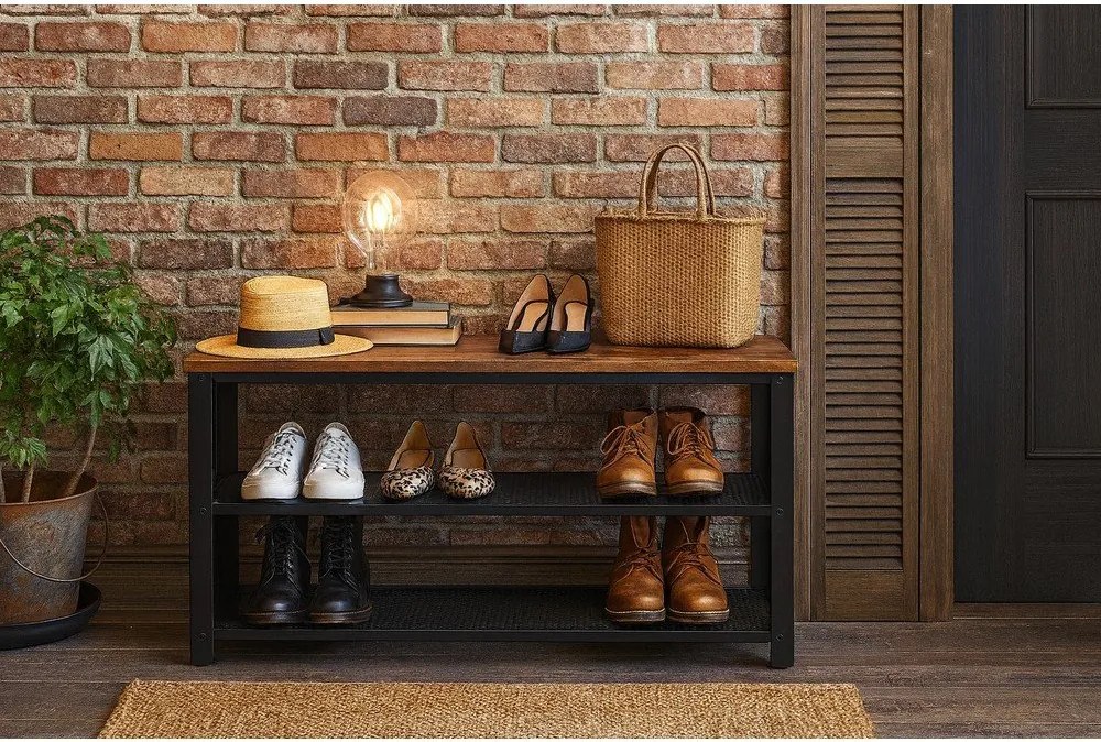 Fekete acél cipőtartó 80x45x30 cm Arne – Bonami Essentials