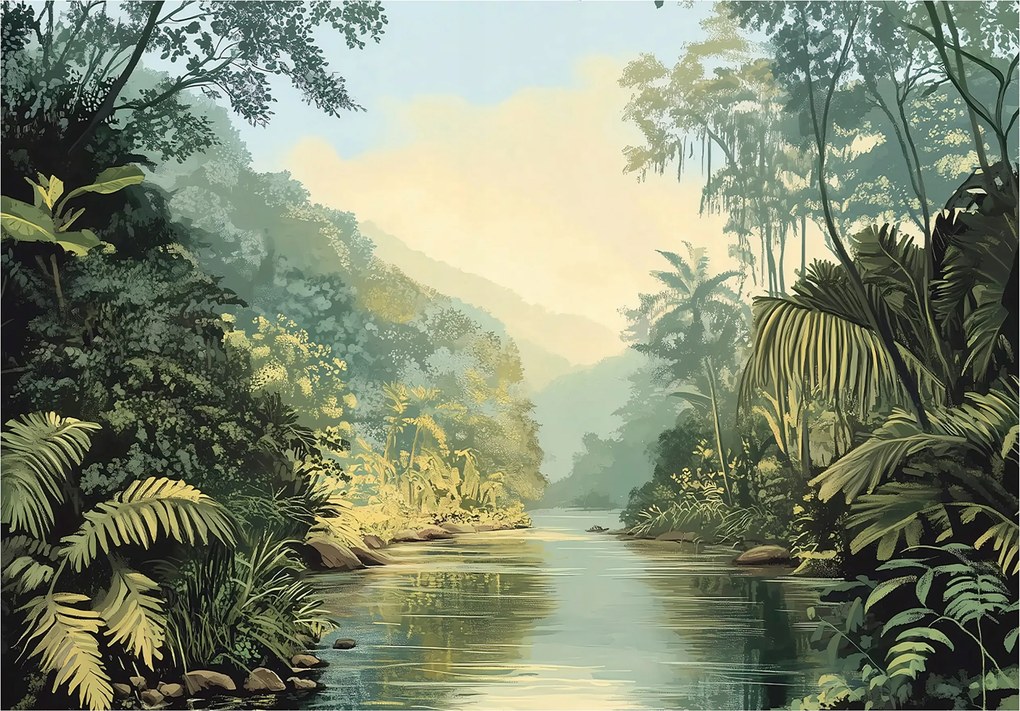 Fotótapéta Dzsungel Természet Zöld Hálószoba Nappali Tapéta Flizelina 200x140