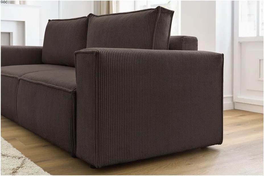 Szürkésbarna kordbársony kinyitható kanapé 245 cm Nihad – Bobochic Paris