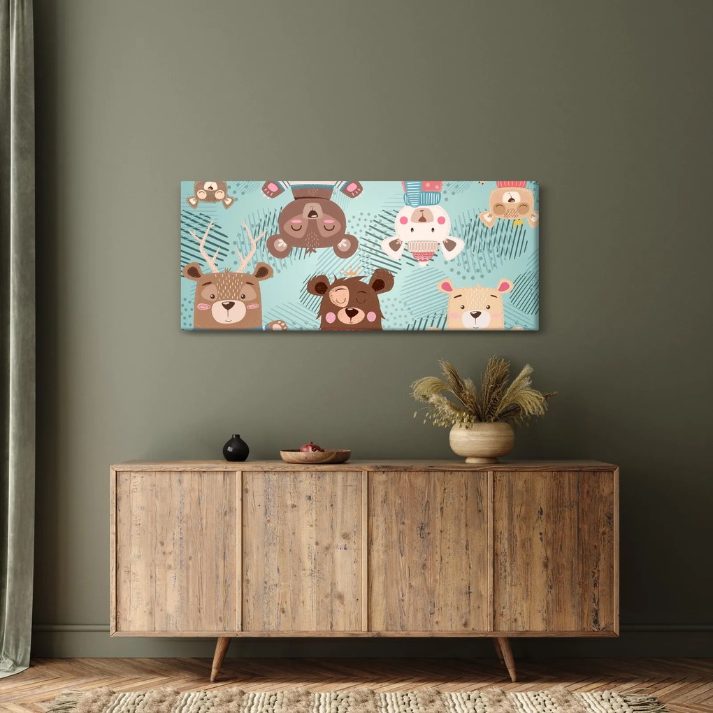 Kép - vidám mackók (120x50 cm)