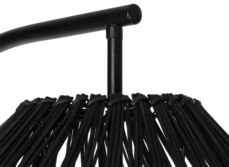 Rusztikus állólámpa fekete rattannal - Sam