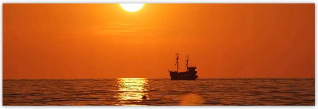 Plakátok 200x66 Naplemente hajóval