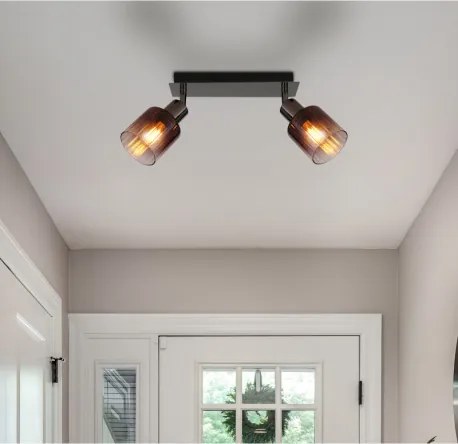 Globo 54313-2 Spotlámpa fém fekete-króm, réz színű/átlátszó színátmenetes üveg búra, HxSzxM: 250x80x180mm, 2x E14 40W 230V izzók nélkül