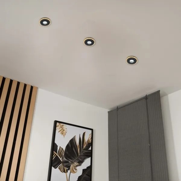 3 darabos TOBBY süllyesztett mennyezeti lámpa 1xGU10/20W/230V, Ø 11,5 cm, tölgy/fekete