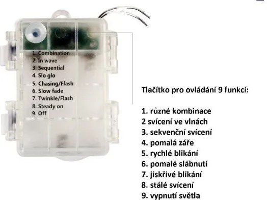 VOLTRONIC® Fényfüzér 100 LED Színes 3AA elem