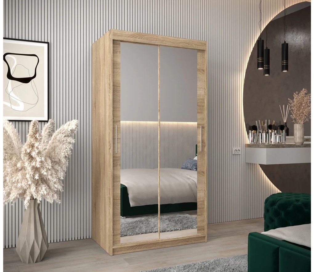 Ruhásszekrény 100 cm Toki 3 (szonoma tölgy + szonoma tölgy). 1065054