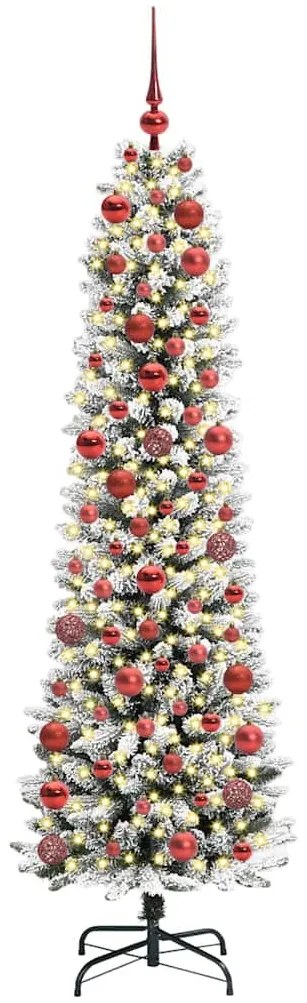 Mű karácsonyfa Zöld és fehér 180 cm PVC és Fém és Műanyag