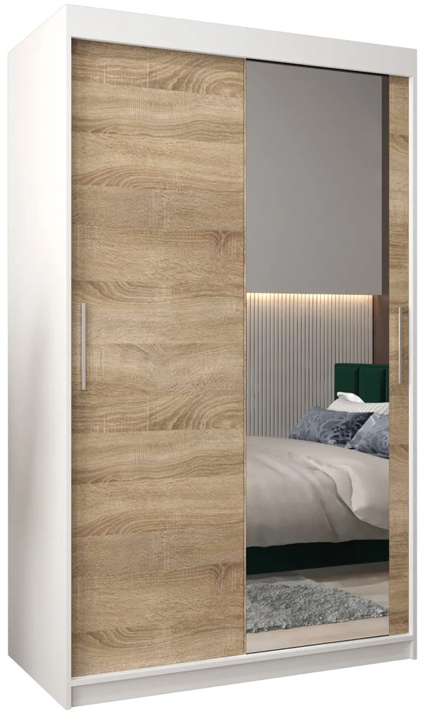 Ruhásszekrény 120 cm Toki 2 (matt fekete + szonoma tölgy). 1064974