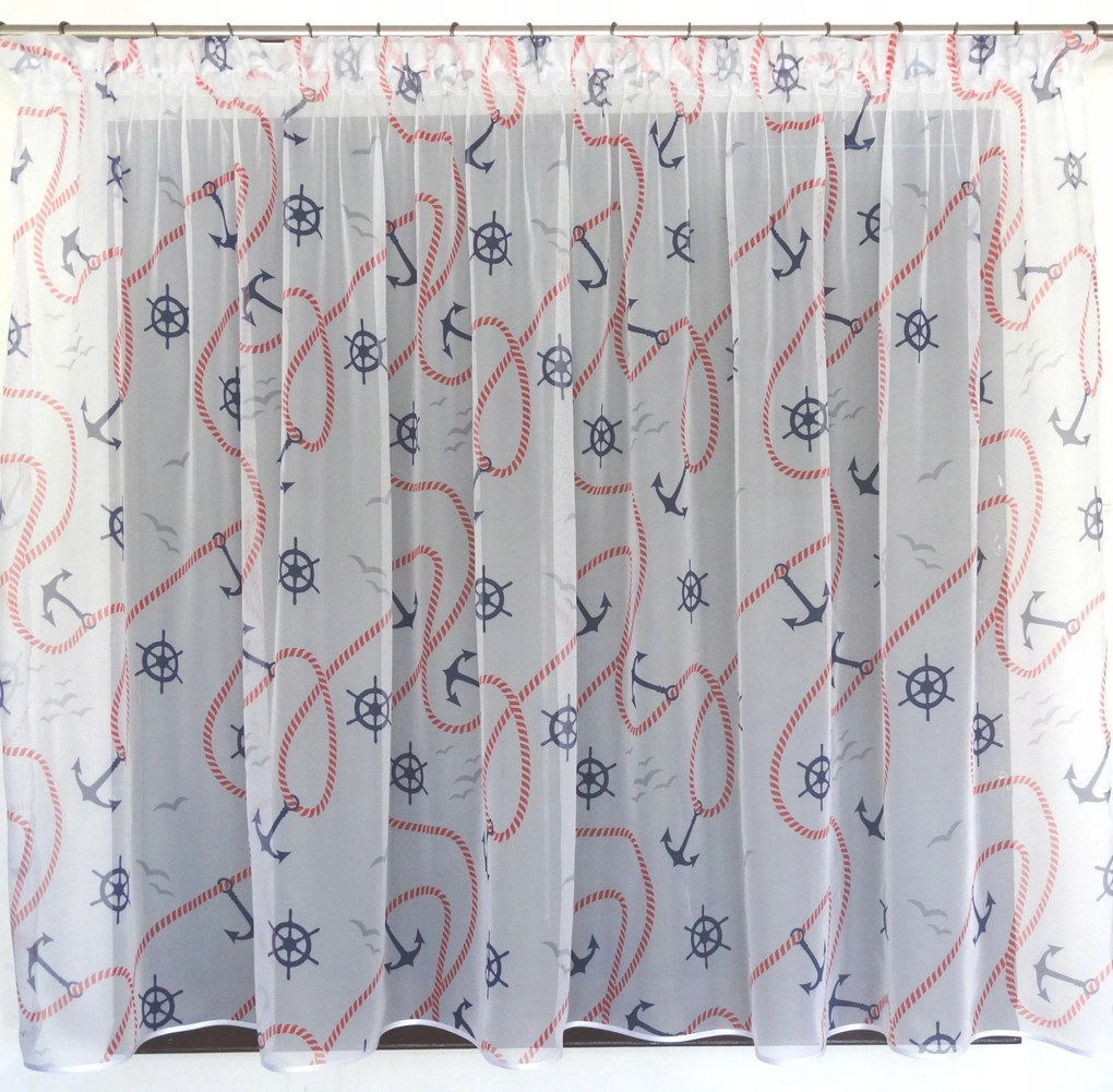 Mg Függöny fátyol Marine horgony 300x160 szalaggal lengyel