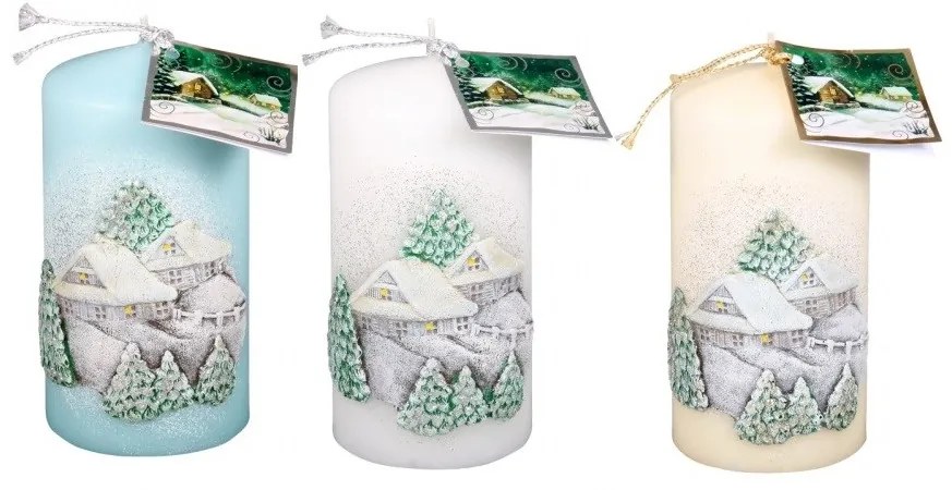 Falu karácsonyi gyertya, fehér