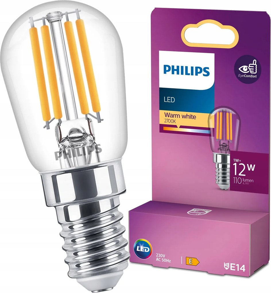 Led izzó E14 S26 1W 12W 110lm 2700K Meleg Filament Philips
