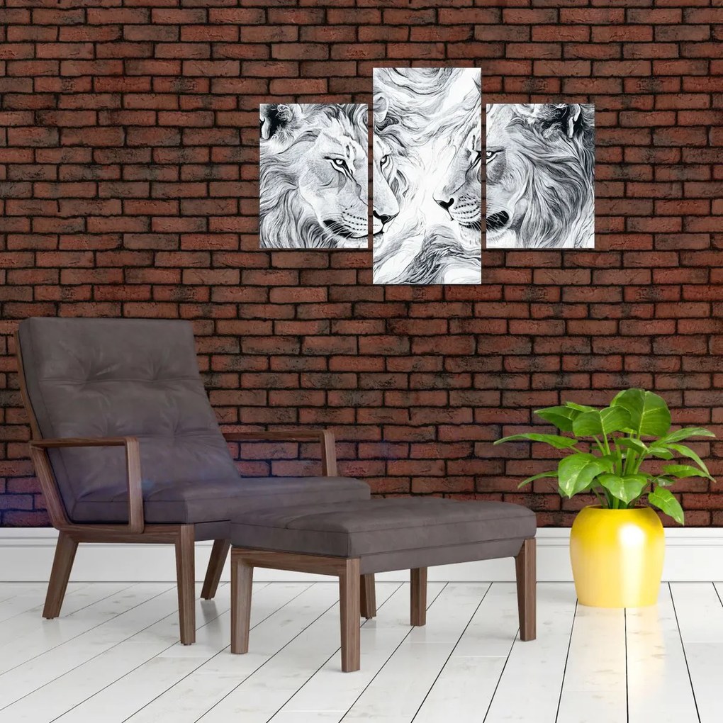 Kép - Rajzolt oroszlánfejek (90x60 cm)