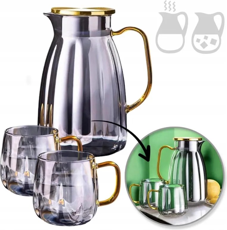 Ecarla üveg kancsó Pohár szett 1,6 l