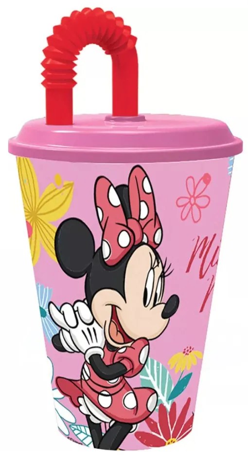 Disney Minnie Spring szívószálas pohár, műanyag 430 ml