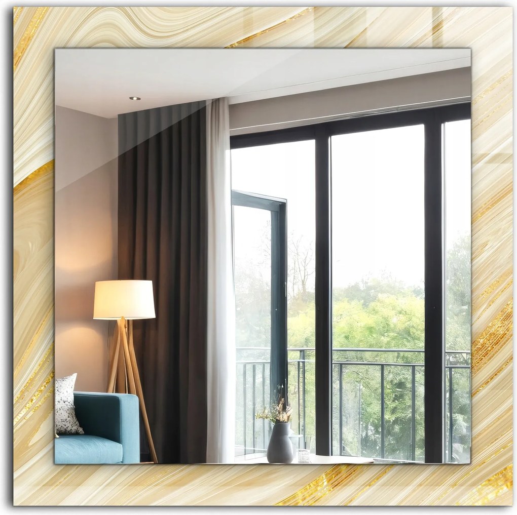 Dekoratív design függő tükör loft Sárga absztrakt vonalak 60x60