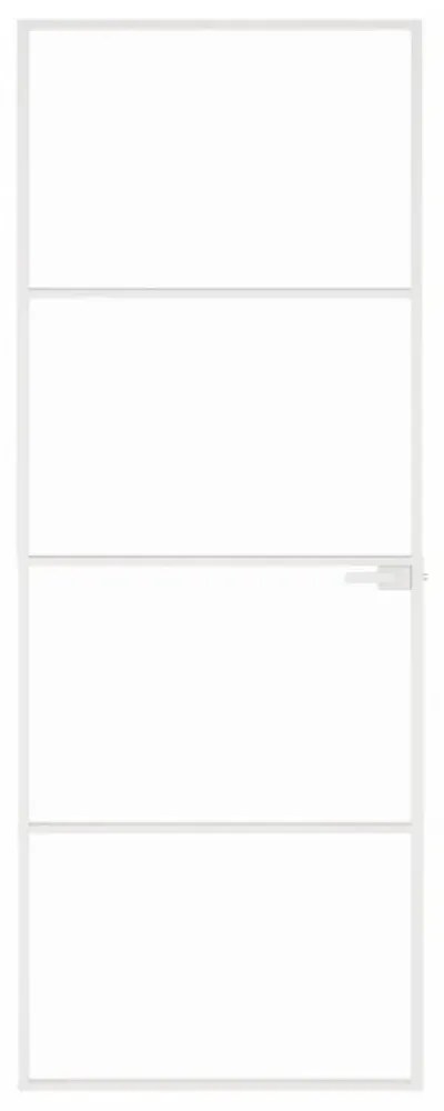 fehér edzett üveg és alumínium vékony beltéri ajtó 76x201,5 cm