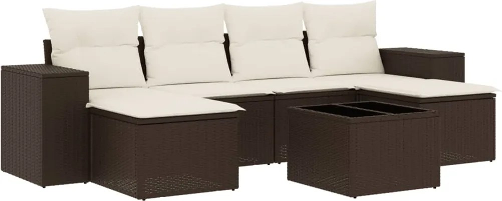 vidaXL 7 részes barna polyrattan kerti ülőgarnitúra párnákkal