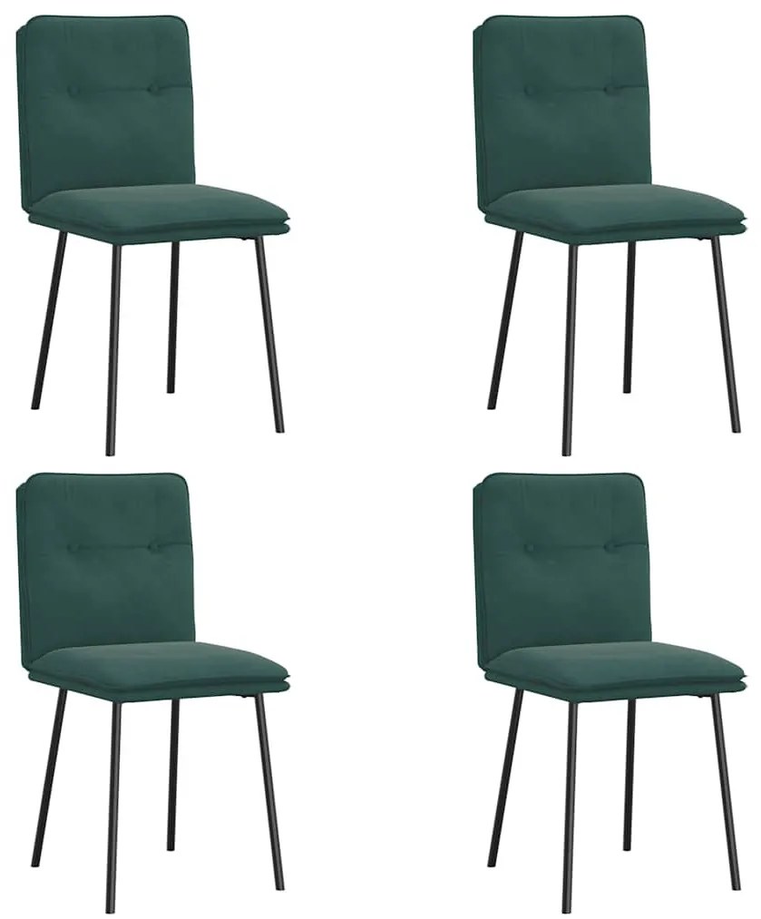 4 db sötétzöld bársony étkezőszék