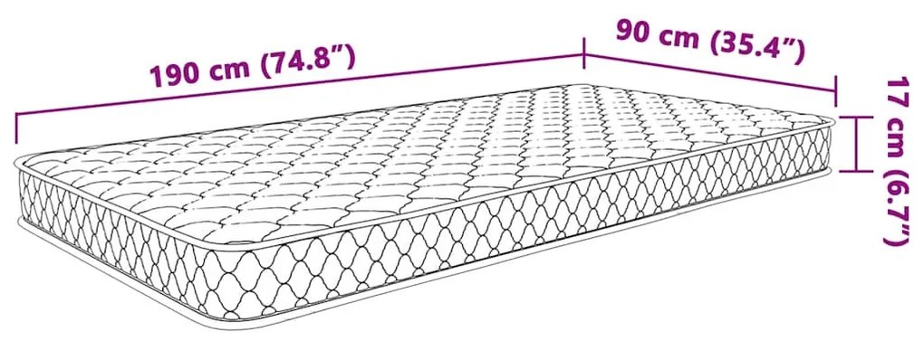 fehér memóriahabos matrac 90 x 190 x 17 cm puha