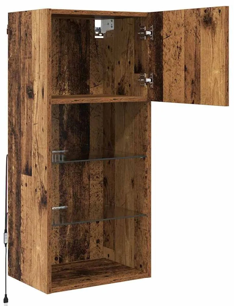 vidaXL Fali TV szekrények 2 pcs Öreg fa 40,5 x 30 x 90 cm Faanyag