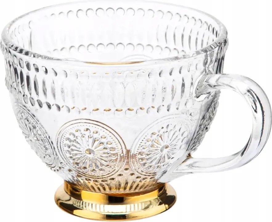 Üveg teáscsésze arany lábakon 430ml 1db