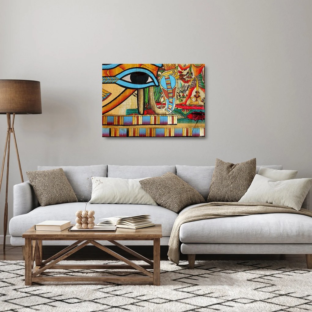 Egyiptomi motívumú kép (üvegen) (70x50 cm)