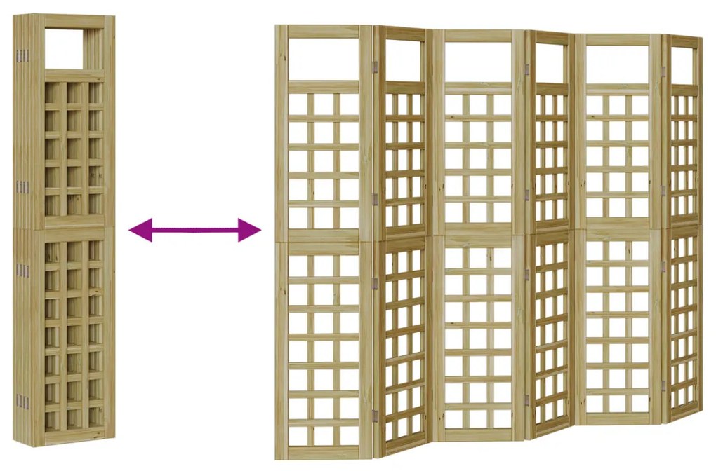 Kültéri Védő Képernyő, 6 Panel, Kezelt Fenyőfa
