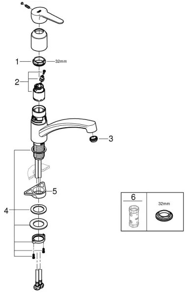 GROHE 31680000 - BAUECO mosogató csaptelep, fényes króm