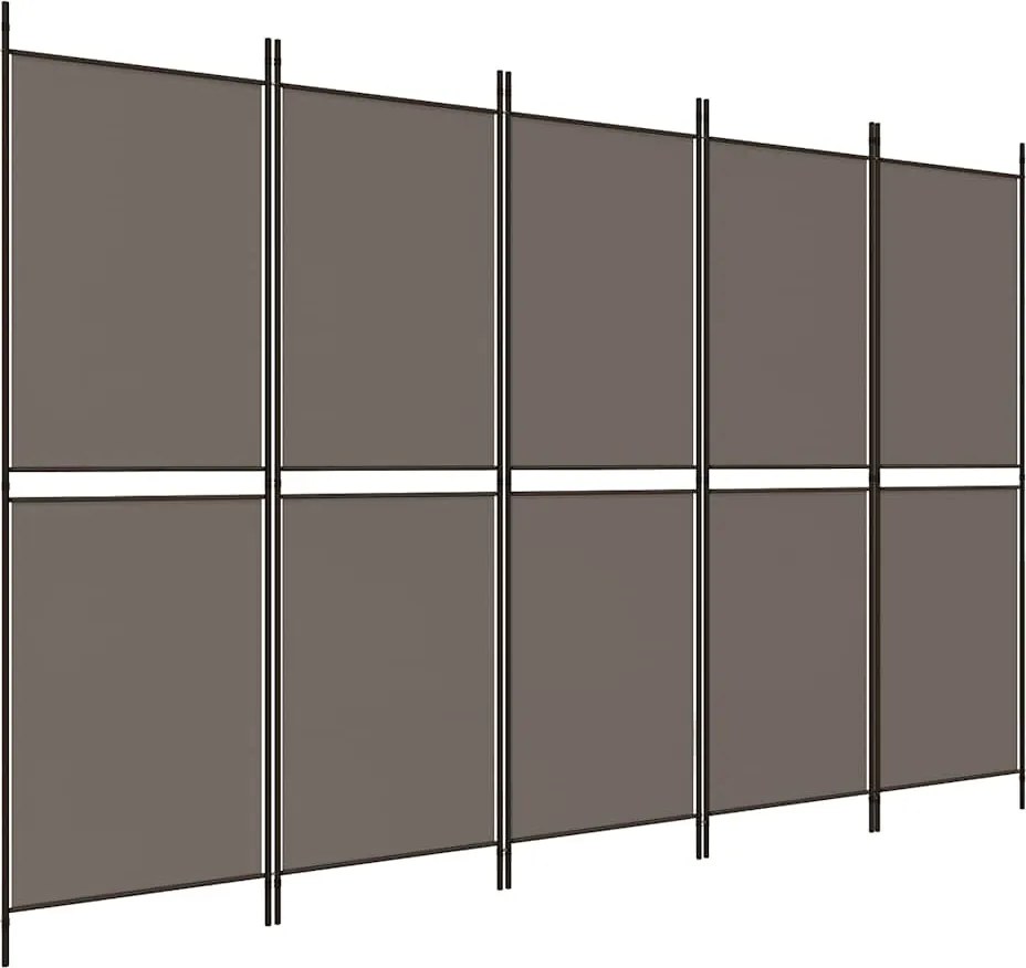vidaXL 5 paneles antracitszürke szövet térelválasztó 250x180 cm