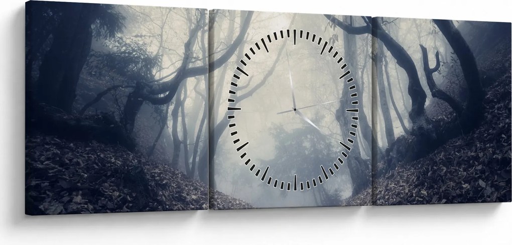 Kép - Erdő a ködben (órával) (90x30 cm)