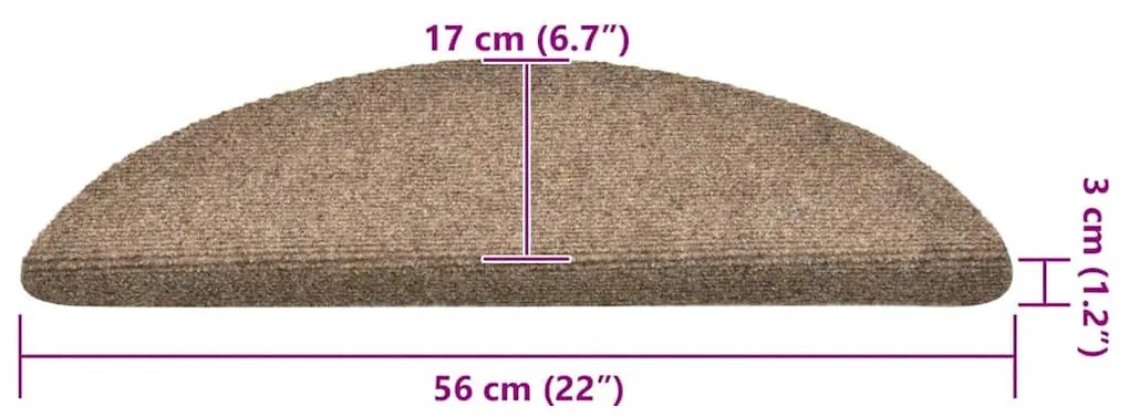 öntapadós lépcsőszőnyegek 30 db 56 x 17 x 3 cm bézs félkör alakú