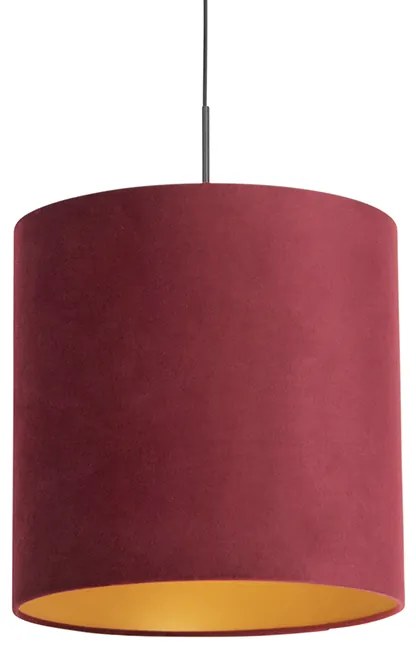 Függőlámpa piros bársony árnyékolóval, aranyozott 40 cm - Combi