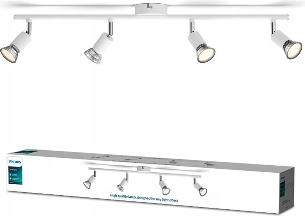 Mennyezeti Lámpa Falra szerelhető Fali Reflektor 4x GU10 Fehér Limbali Philips