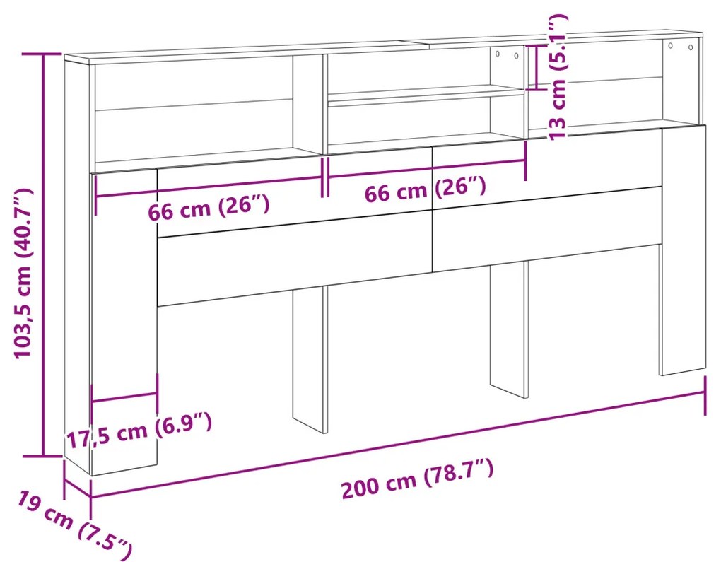 Fejhajtó szekrény Musta tammi 200 x 19 x 103.5 cm Műanyag Fa