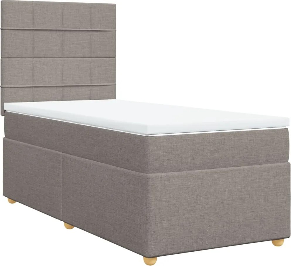 vidaXL tópszínű szövet rugós ágy matraccal 90 x 190 cm