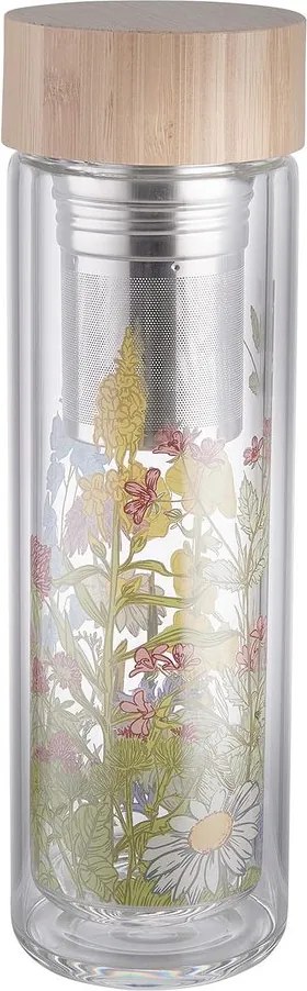 TEA TENDER teás üveg kivehető szűrővel, virágok 450 ml