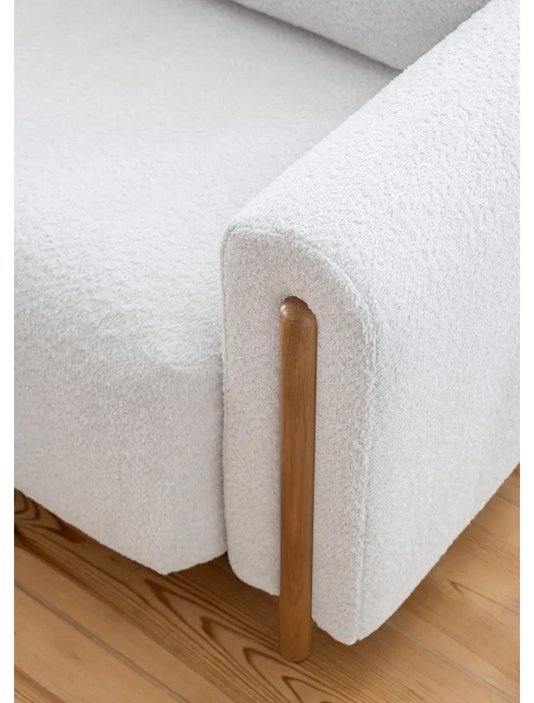 Szürke buklé kinyitható-tárolóhelyes kanapé 244 cm Arcadova – ELTAP