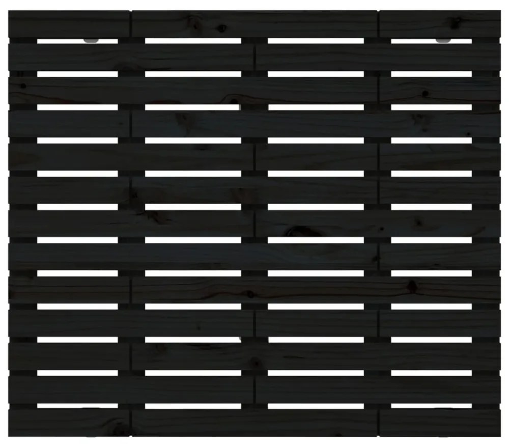 fekete tömör fenyőfa fali fejtámla 96 x 3 x 91,5 cm