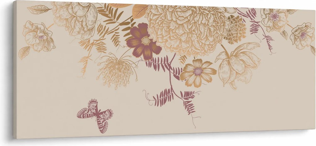 Kép - szüret virágok és pillangók (120x50 cm)