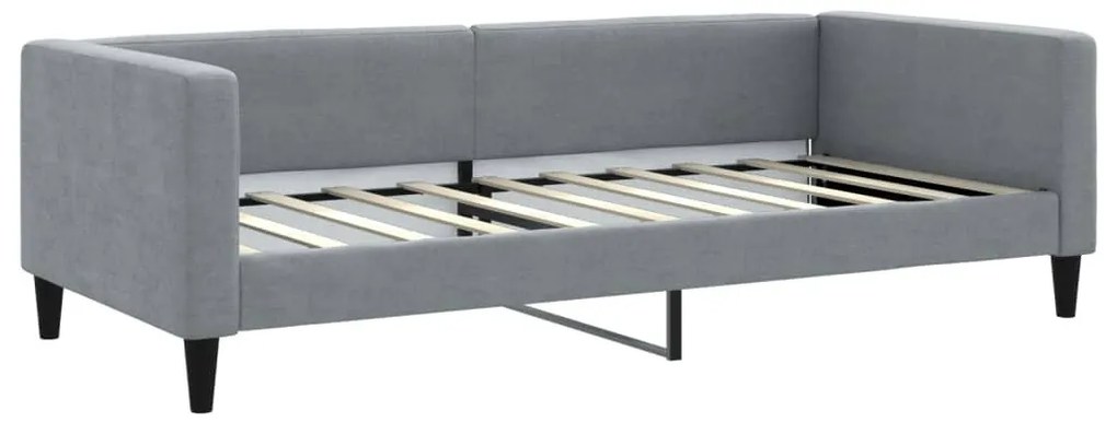 világosszürke kihúzható szövet heverő matracokkal 90 x 190 cm