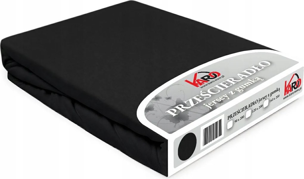 Gumis jersey lepedő 140x200 fekete Constance Karo