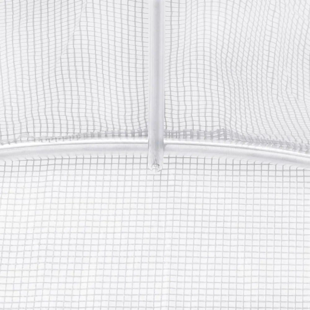 fehér acélvázas melegház 72 m² 18 x 4 x 2 m