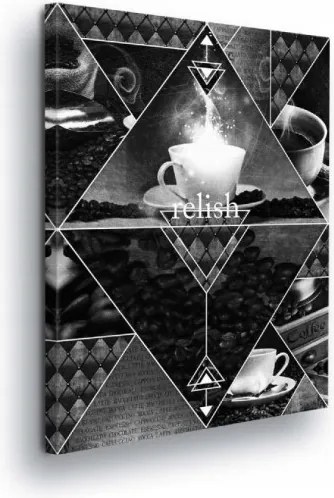 Vászonkép 75x100 Kávé szemes csésze ital aroma geometria absztrakt stílus