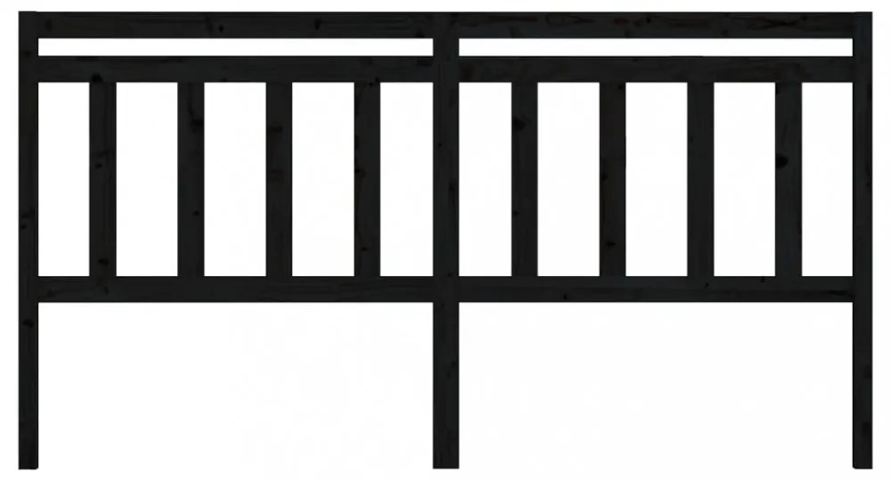 fekete tömör fenyőfa ágyfejtámla 186 x 4 x 100 cm