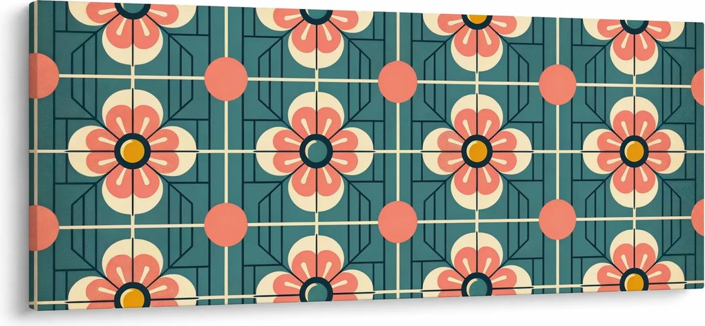 Kép - Retro virágminta (120x50 cm)