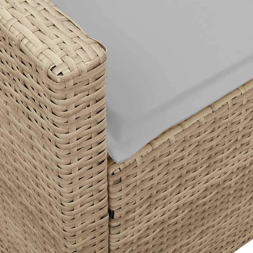 bézs polyrattan kerti kanapé párnával