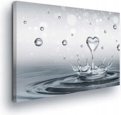 Vászonkép 60x40 Vízcsepp szív fröccs tiszta víz mozgás szerelem természet makro