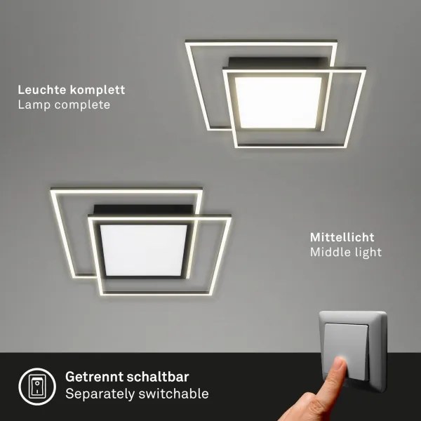 Brilo - LED mennyezeti lámpatest 2xLED/16W/230V + LED/19W 51,5x51,5 cm fekete