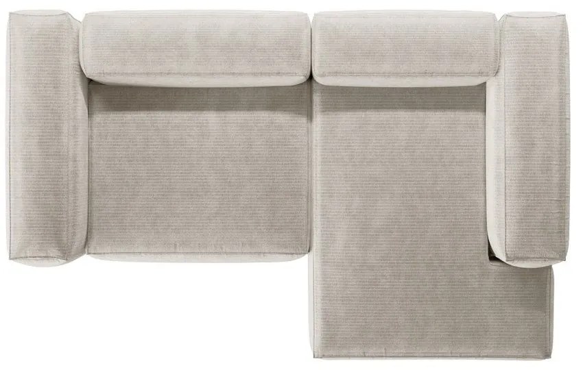 Bézs kordbársony sarokkanapé (jobb oldali-heverő résszel) Bergano – Cosmopolitan Design